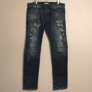 PIERRE BALMAIN Men’s Distressed Ribbed Denim Jeans